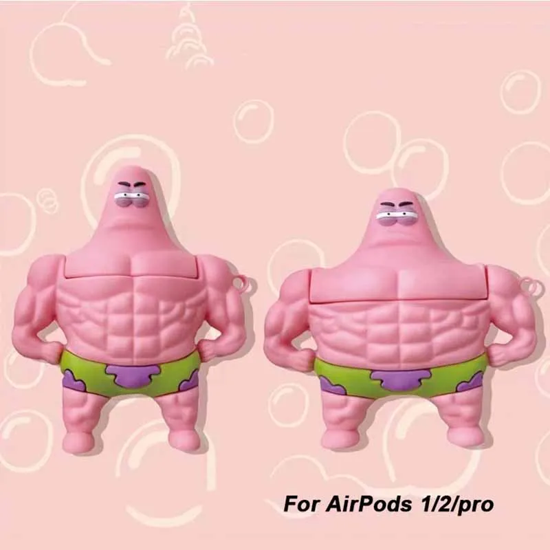 

Kawaii Patrick Star Spongebob Squarepants Funda Airpods Case for Airpods 1/2 Pro Funda Airpods Case Bluetooth Headset Silica Gel