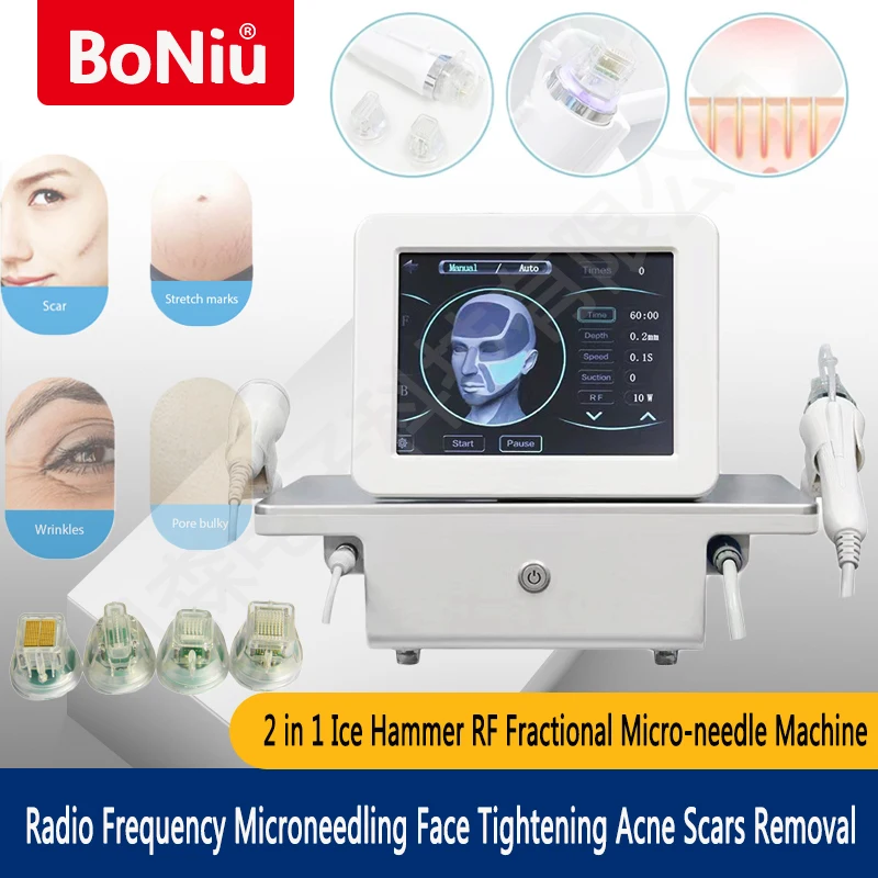 

2 in 1 Ice Hammer RF Fractional Micro-needle Machine With Radio Frequency Microneedling Face Tightening Acne Scars Removal