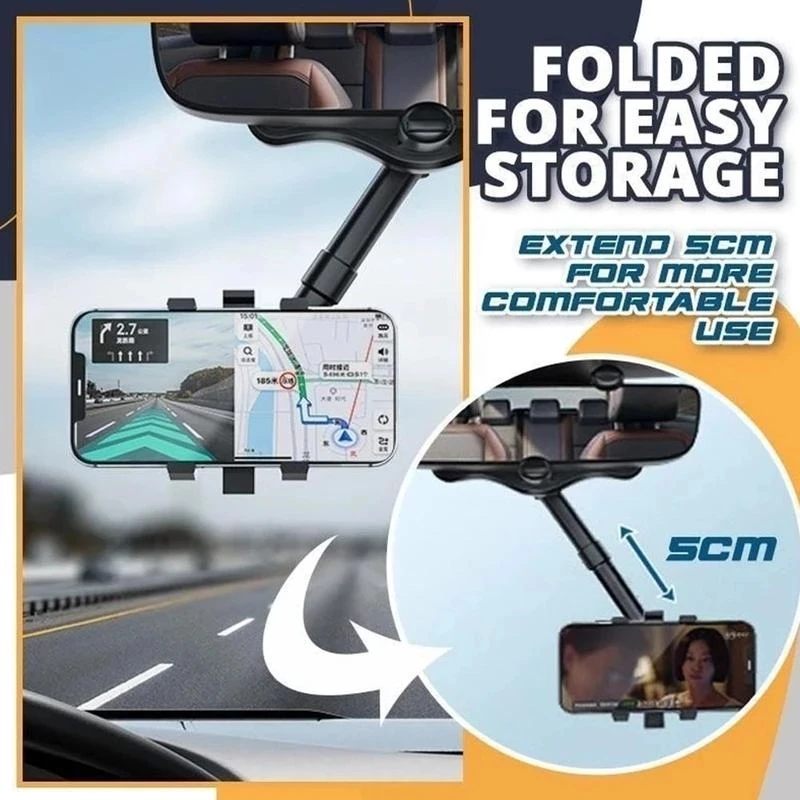 

Universal 360° Rotatable Telescopic Car Phone Stand Rearview Mirror Dashcam Stand DVR/GPS Phone Stand