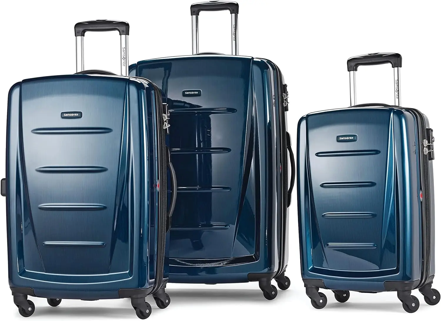 

Жесткий чемодан Samsonite Winfield 2 с колесами-спиннером, набор из 3 предметов (20/24/28), темно-синий