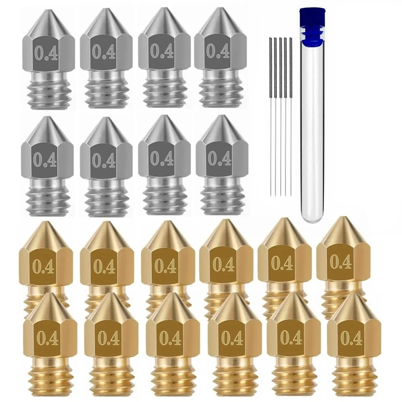 

Сопла для 3D-принтера, закаленная сталь и латунь, 0,4 мм, 25 шт.