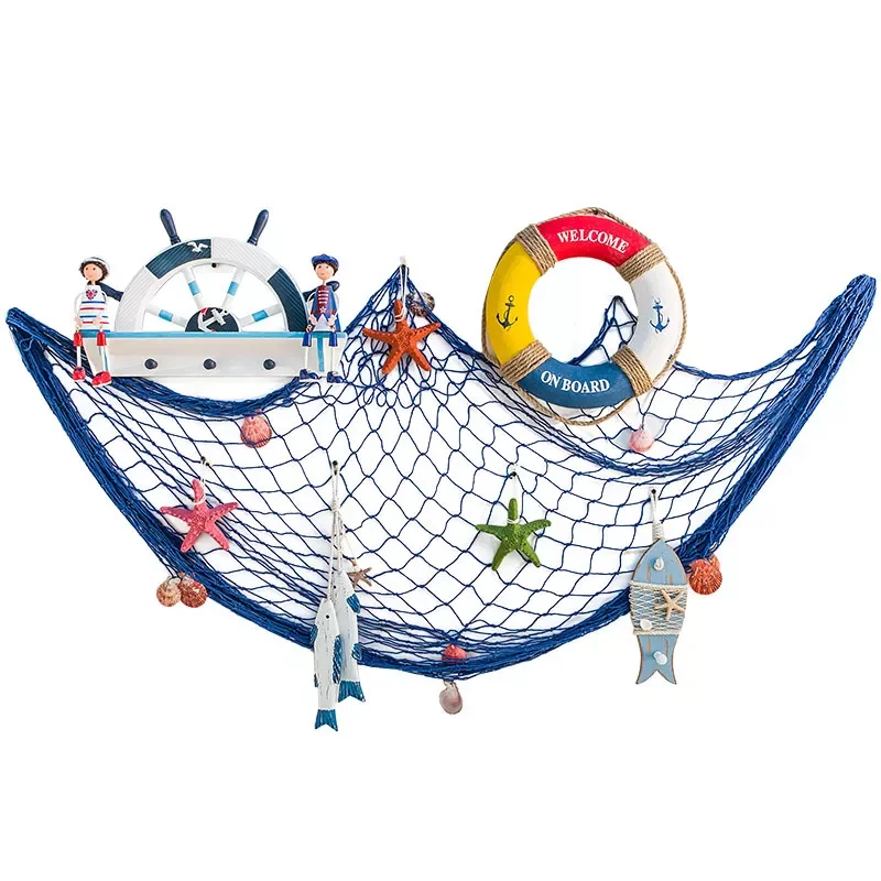 

Photo Props Big Fishing Net Shells Wall Hangings Mediterranean Sea Style Decor Nautical Fishing Mesh Wall Stickers