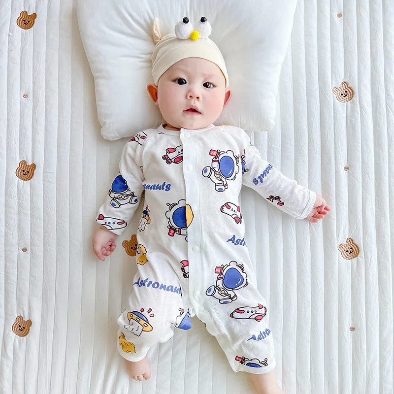 

Комбинезон для новорожденных с длинным рукавом, одежда для кондиционирования воздуха, Женский хлопковый комбинезон для младенцев 0-24M