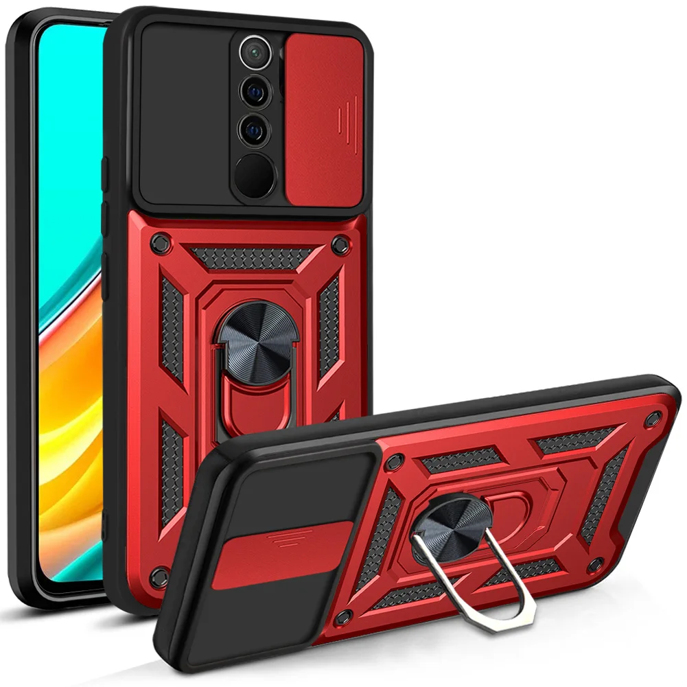 

Чехол для Xiaomi Redmi 9, роскошный защитный чехол для объектива камеры, ударопрочный магнитный держатель, чехол с кольцом, чехол для Redmi9