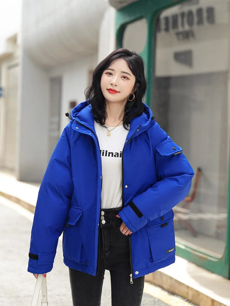 2022 New Cotton Padded Winter Hooded Jacket Women Loose Warm Short Parkas Winter Women Coat Clothing Down Jacket