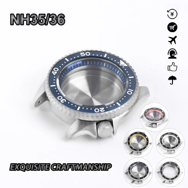 

Quality Watch Case SKX007 Sapphire Crystal Titanium Watch Part Ceramic Bezel Insert Shark Cover for NH35 NH36 Automatic Movement