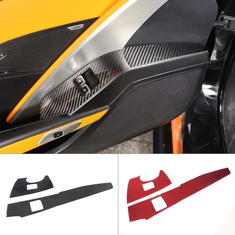 

For Chevrolet Corvette C7 2014-2019 Soft Carbon Fiber Car Window Glass Lift Switch Panel Cover Decorative Sticker Car Accessory