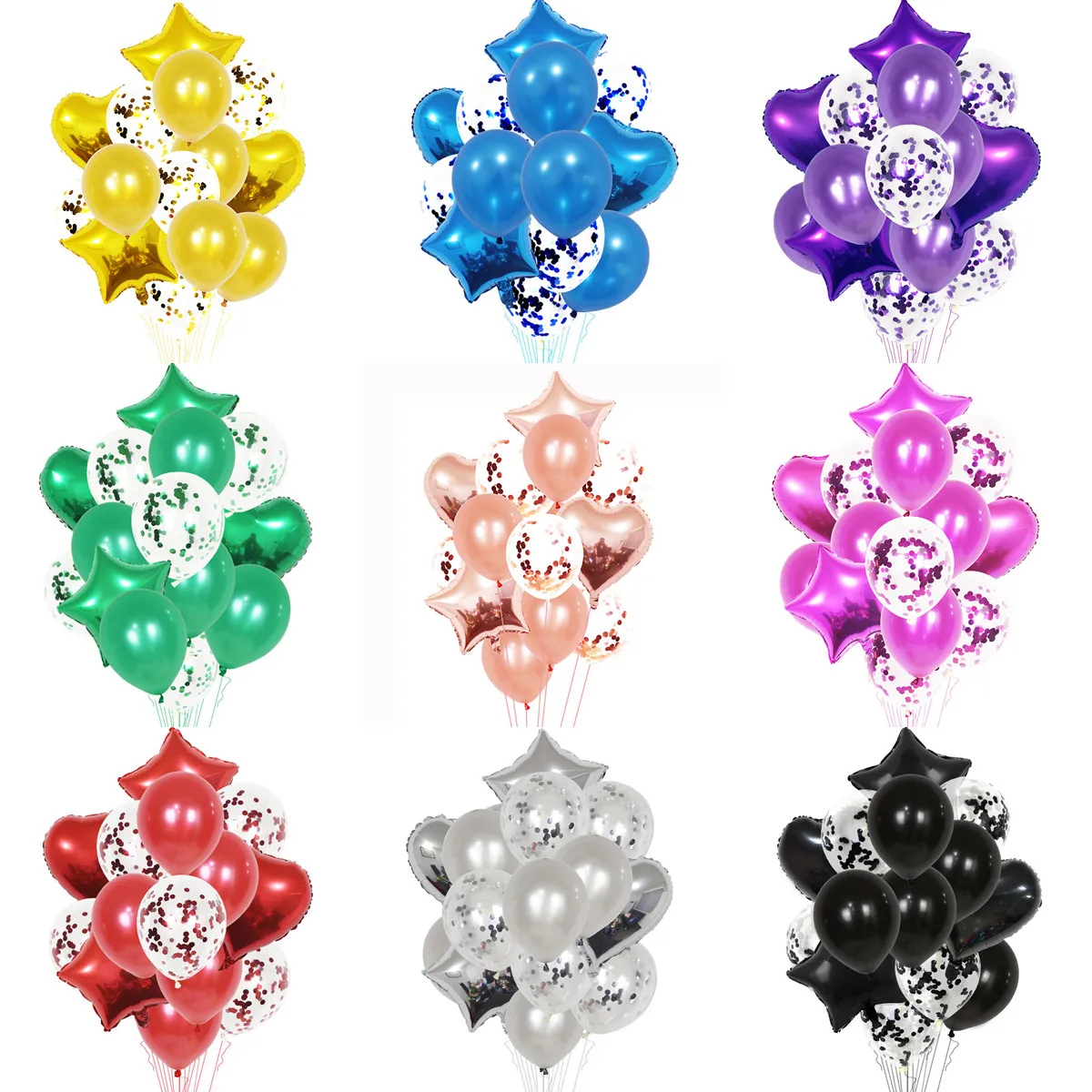 

14Pcs/lot Multi Confetti Balloon Happy Birthday Party Balloons Rose Gold Balloons Baby Shower Wedding Decoration Party Supplies