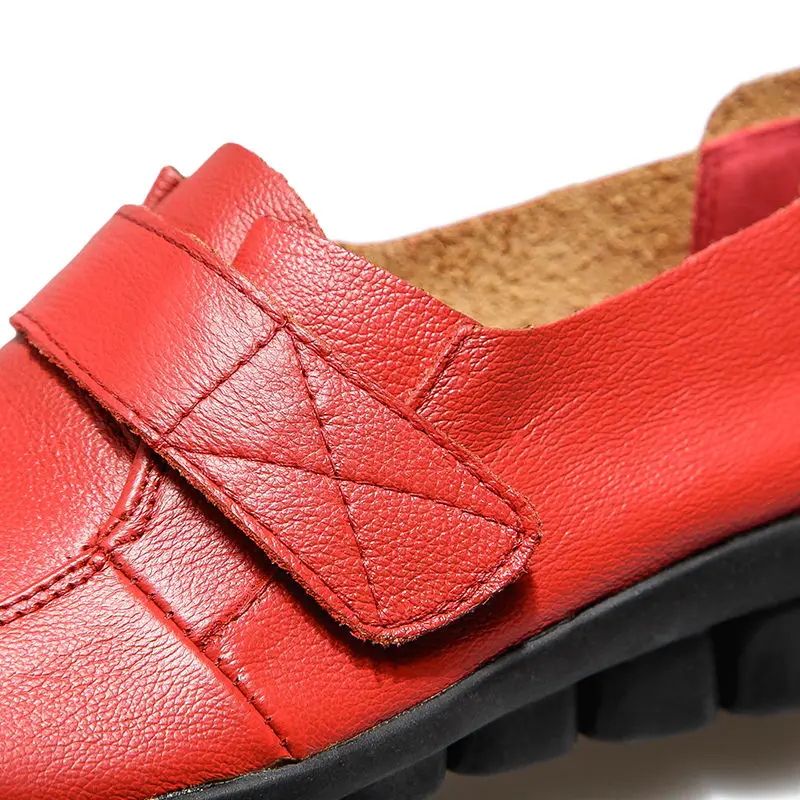 Top Quality Red Wedding Flats Women's Luxury Real Leather Shoes Big Size 42 Ladies Loafers Mom Work Shoes Woman Black Moccasins