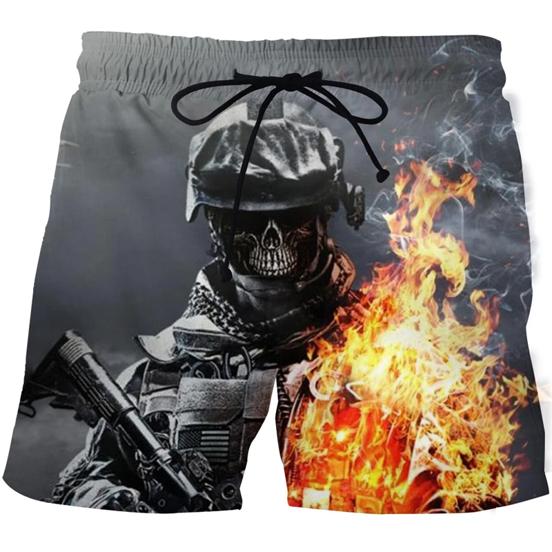 Мужские шорты с 3D-принтом &quotпламя войны&quot &quotочень вооруженный череп&quot