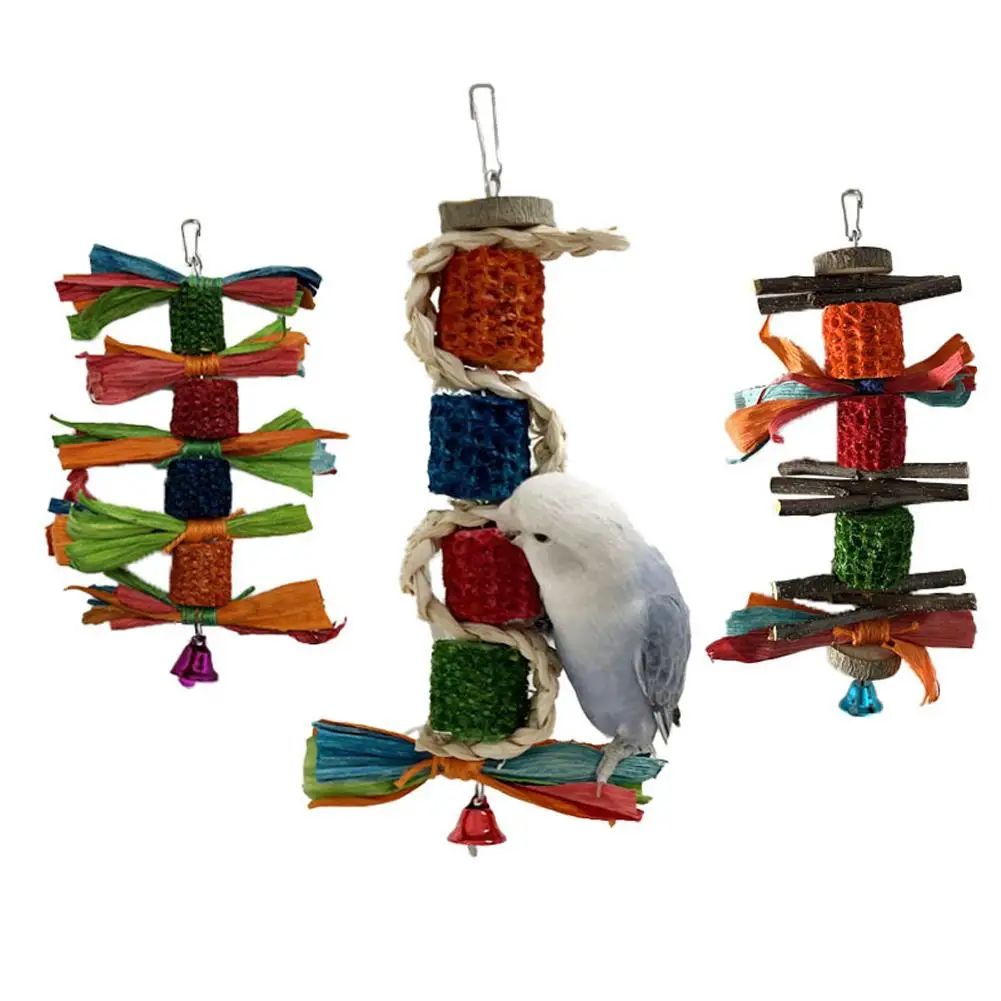 

Parrot Colorful Hanging Corn Husk Birds Chewing Toy Teeth Cleaning Toy Pet Accessories For Anxiety Relief