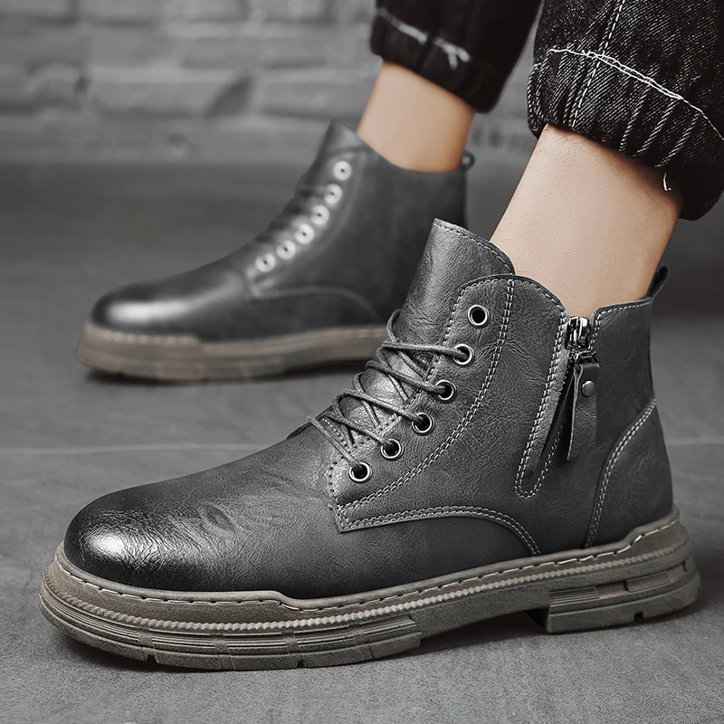 

Мужская обувь CYYTL, новинка, повседневные ботильоны, ботинки челси, армейские тактические уличные роскошные кожаные кроссовки на платформе, ...