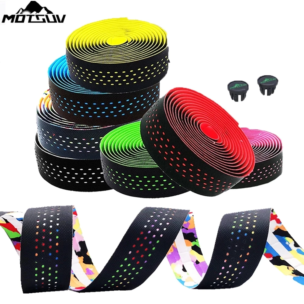 MOTSUV Road Bicycle Handlebar Tape Bike Accessories Cycling Soft PU EVA Anti-Slip Bicycle Bar Tape Shock Absorption