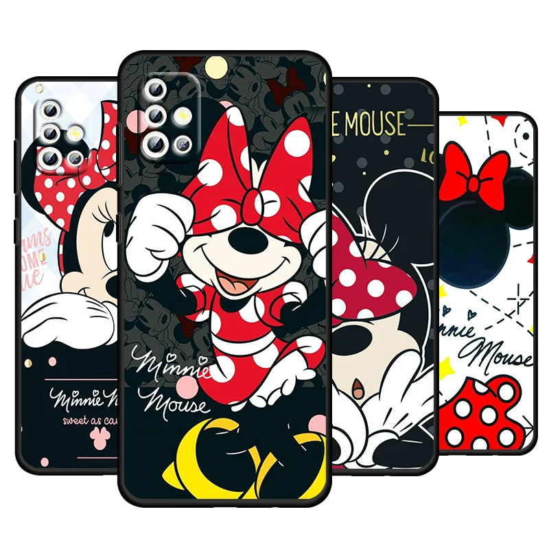 

Disney Fashion Minnie Cool Phone Case For Samsung Galaxy A73 A52S A72 A71 A52 A51 A22 A12 A32 A21S 4G 5G Soft Black Cover Fundas