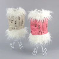 dogs and cats puppy coat pu leather winter clothes clothing belt and zipper design pet warm dress jacket