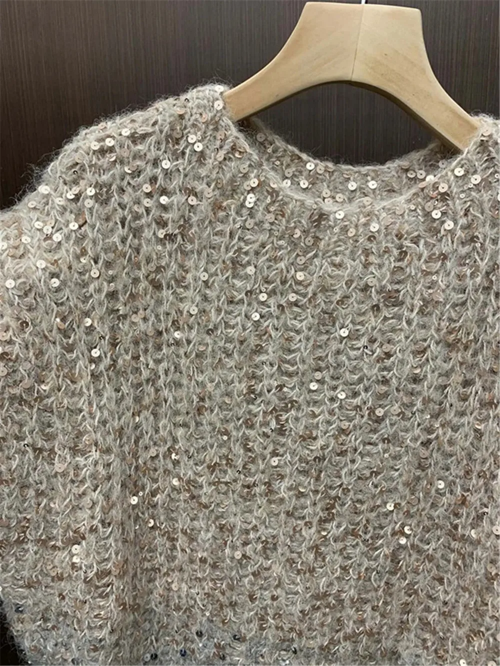 Женский Блестящий постепенный пуловер свитер с круглым вырезом Свободный