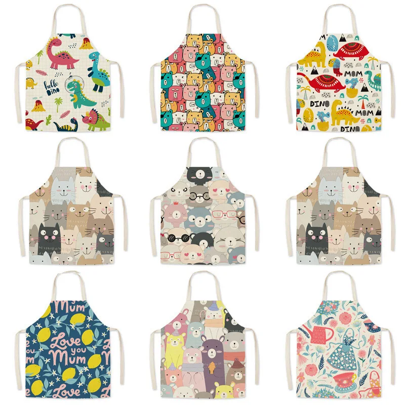 

Cartoon Animal Cat Dinosaur Aprons Linen Apron Kitchen Apron Sleeveless Apron Barber Mat Apron for Men Cleaning Aprons for Woman