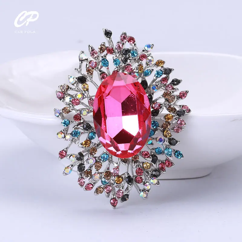 

Luxury Temperament Color Rhinestone Brooch Personality Versatile Cardigan Button Suit Women's Corsage Clothing Accessories
