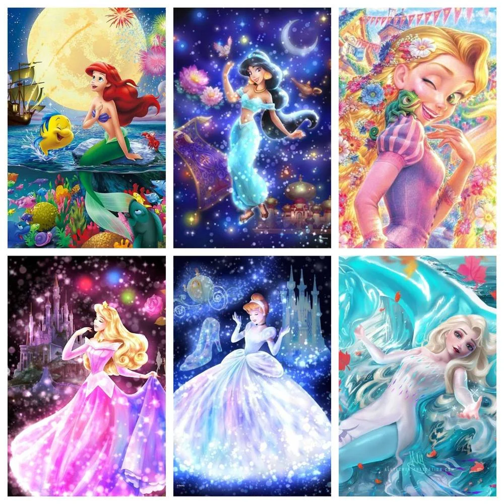 

Алмазная живопись «сделай сам» Disney, Набор для вышивки крестиком с героями мультфильмов, принцесс, сказка, Ручная инкрустация, для комнаты, домашнее настенное украшение, подарок