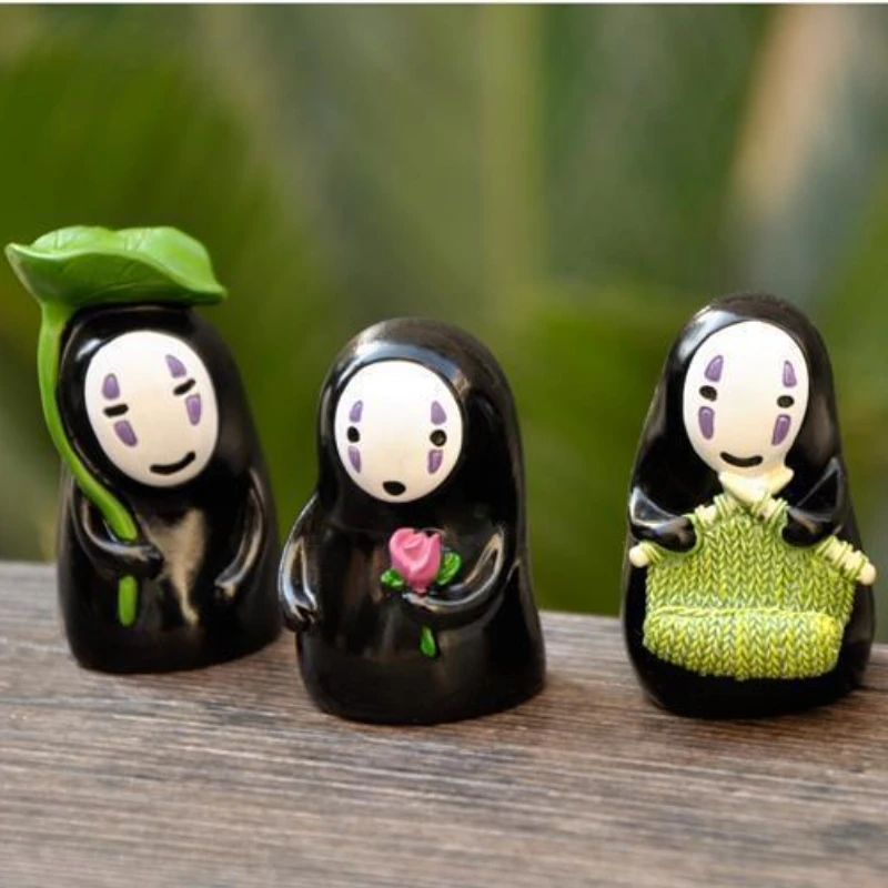 

6pcs Faceless Male Miniatures Set Japanese Anime No Face Man Figurines Miyazaki Spirited Away Kawaii Home Room Decor Ornaments