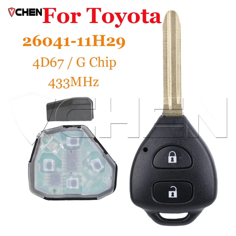 Фото Умный дистанционный автомобильный брелок для Toyota RAV4 Corolla Europe 2006 2007 2008 2009 2010 2 кнопки 433 МГц ID67 G чип 26041-11H29 №1