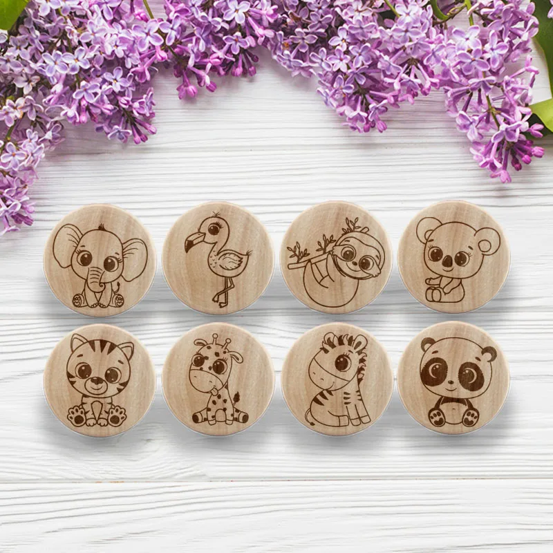 Креативная деревянная Выгравированная ручка с милыми животными для детской