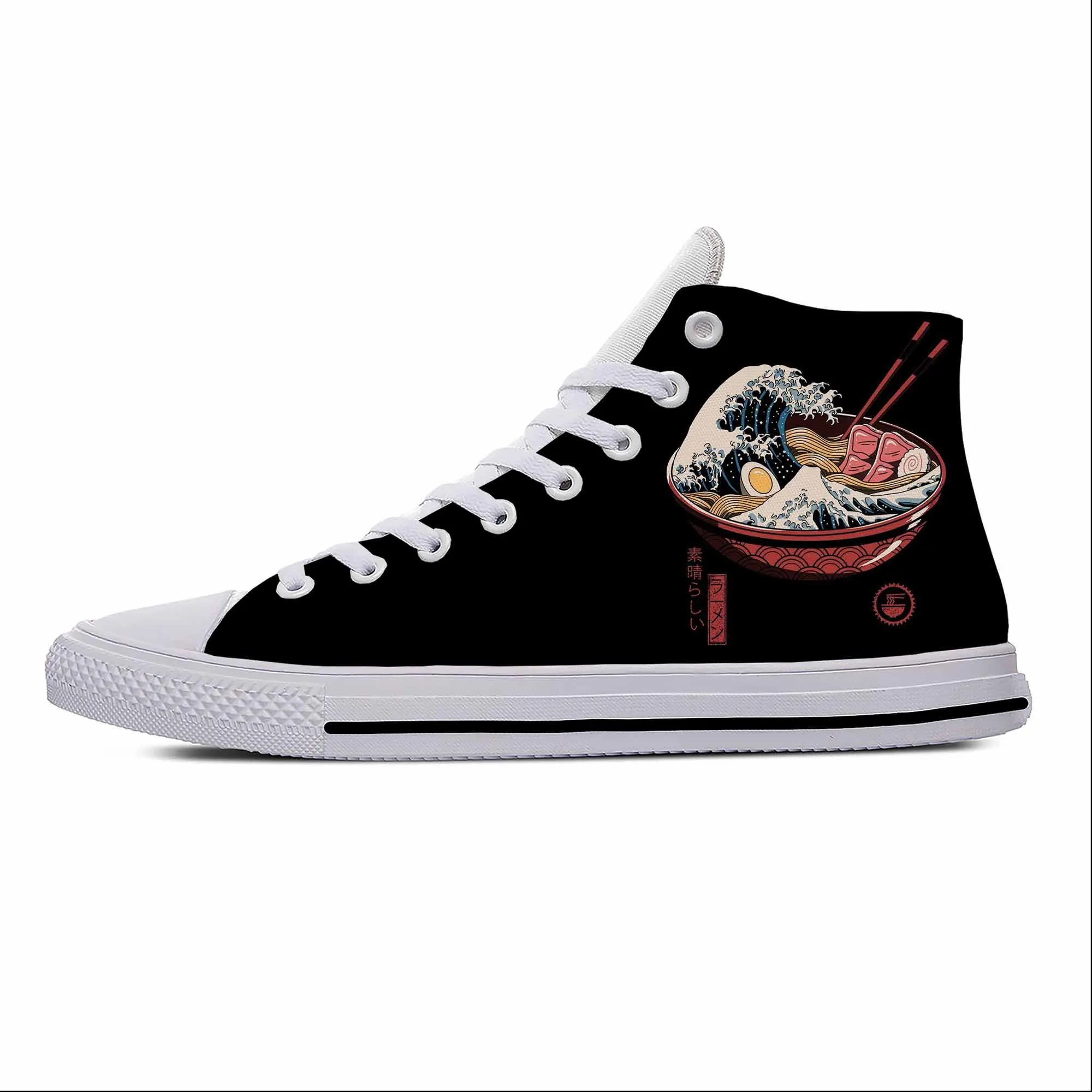 

Japanese Anime Cartoon Great Ramen Wave Kanagawa Casual Cloth Shoes High Top Lightweight Breathable 3D Print Men Women Sneakers
