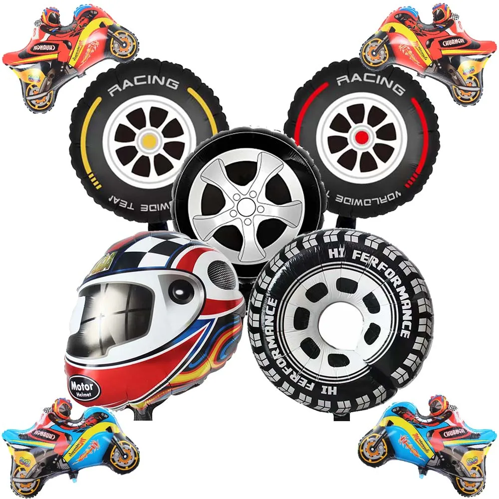 

5pcs Racing Wheel Balloons Foil Tire Balloon Race Car Party Decorations Boy Birthday Favors Gift Racing Theme Party Supplies