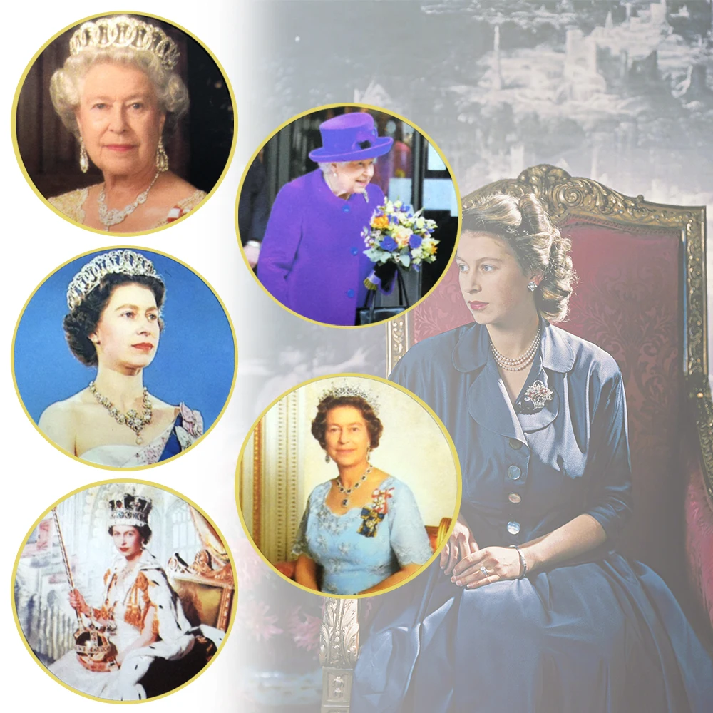 

New Queen of England Gold Plated Coin Elizabeth II Commemorative Coins Electroplating Art Crafts Fans Collection Business Gift