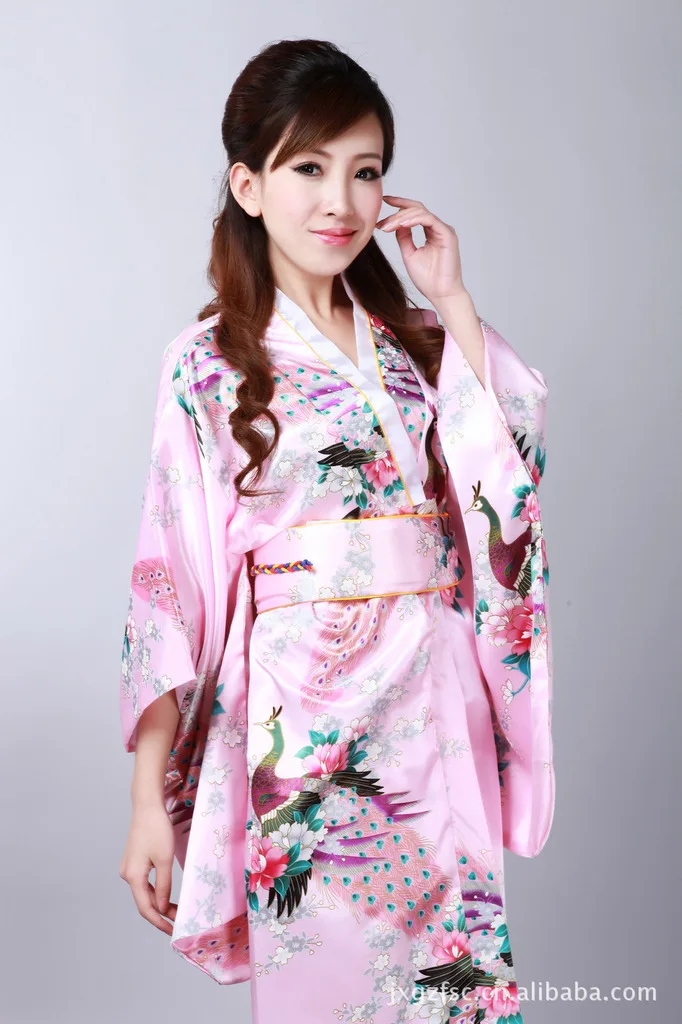 Халат с принтом павлина женские элегантные кимоно сексуальная юката Оби