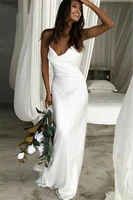 spaghetti straps sleeveless wedding dress sheath backless soft satin bride gown simple elegant robe de mari%c3%a9e wedding gown