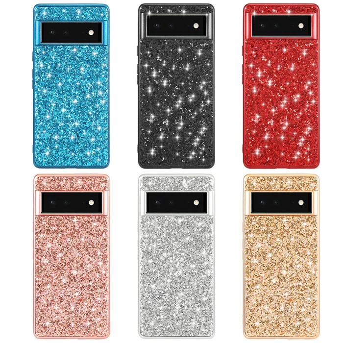 

Glitter Back Case For Google Pixel 6/ 6 Pro /7 /7 Pro 6A 7A 8 Pro Paillette Bling Bling Twinkle shining Slim Cover