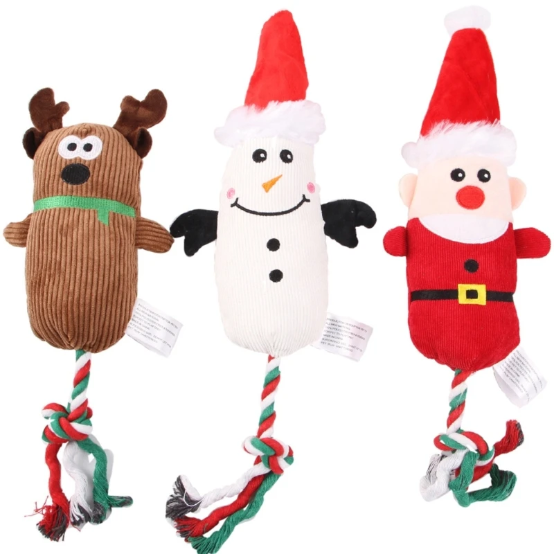

Dog Squeaky Toy for Chewers Bright Color Durable Rope Plush Toy Christmas Gift for Small Medium Large Breed Dog