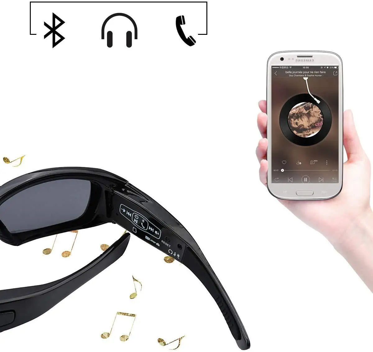 Уличные очки мини-камера Smart HD1080P Bluetooth музыкальная спортивная видеокамера