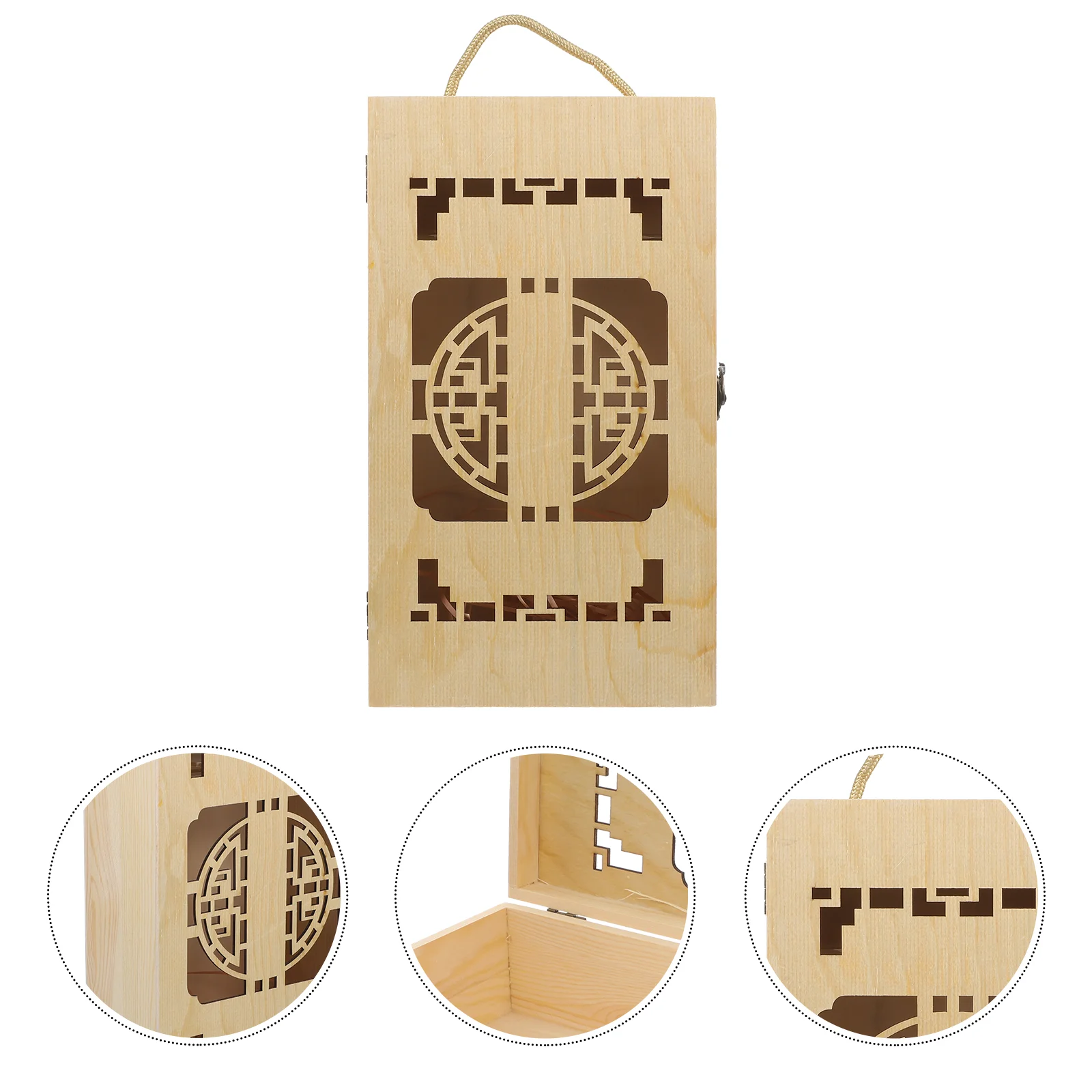 

Box Bottle Gift Wooden Case Champagne Container Storage Boxes Anniversary Gifts Wedding Double Tasting Personalized Tote Handle