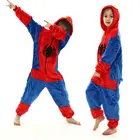 Детские зимние фланелевые пижамы, пижамы-Кигуруми для мальчиков с мультяшными животными, костюмы для мальчиков, пижамы с капюшоном для косплея, красная и синяя Ночная одежда