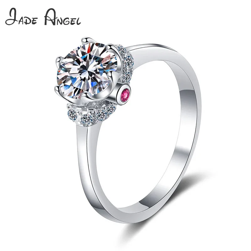 

JADE ANGEL 925 Sterling Silver Classic Crown Cut 1.0 Carat Oval Transparent Zirconia Ring Ladies Luxury Wedding Jewelry