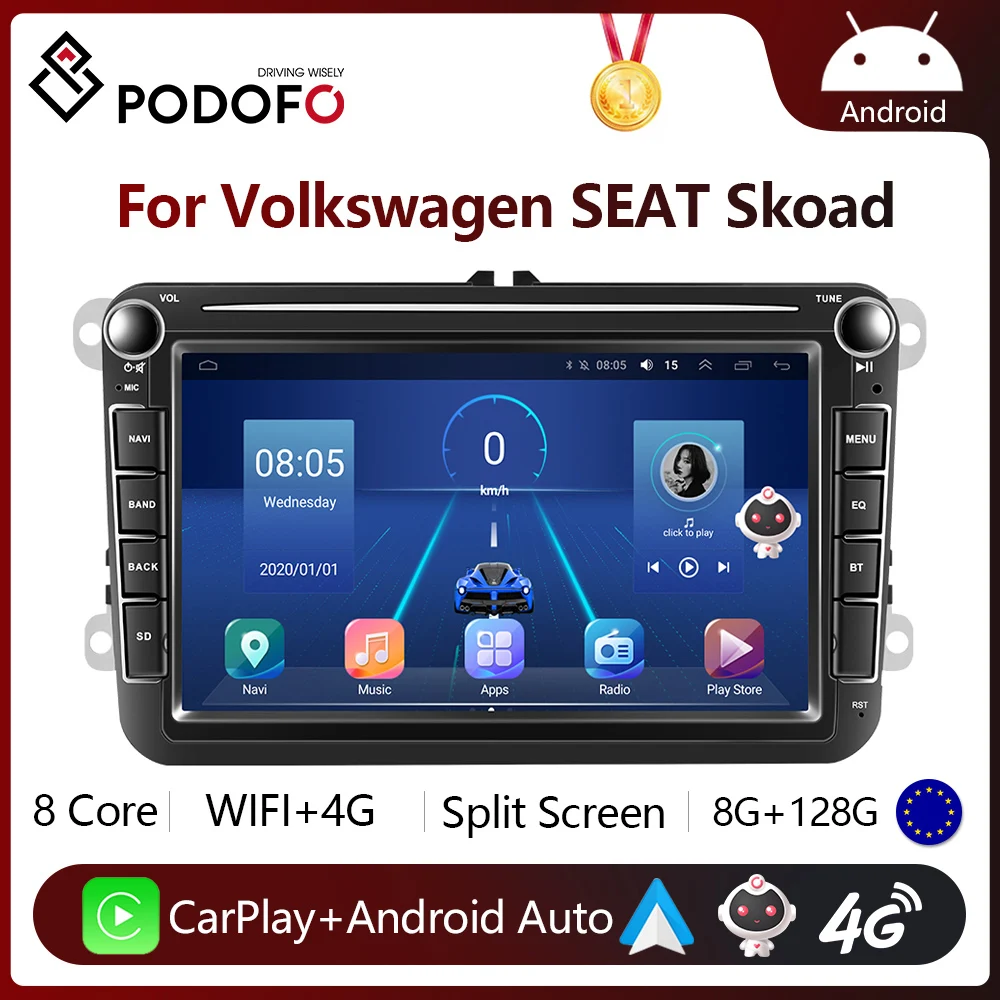 Автомагнитола Podofo мультимедийная система на Android с 8-дюймовым дисплеем