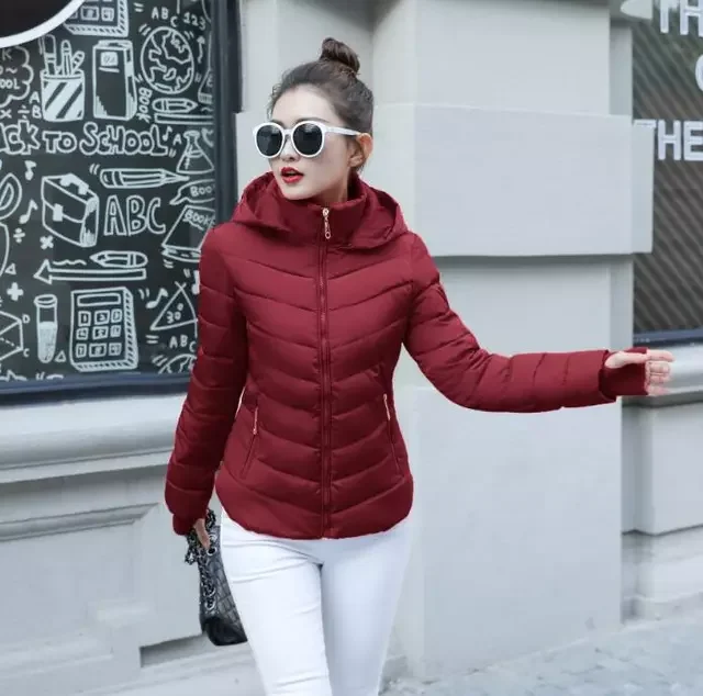 New2022 Winter Jacket women Plus Size Womens Parkas Thicken Outerwear solid hooded Coats Short Female Slim Cotton padded basic t