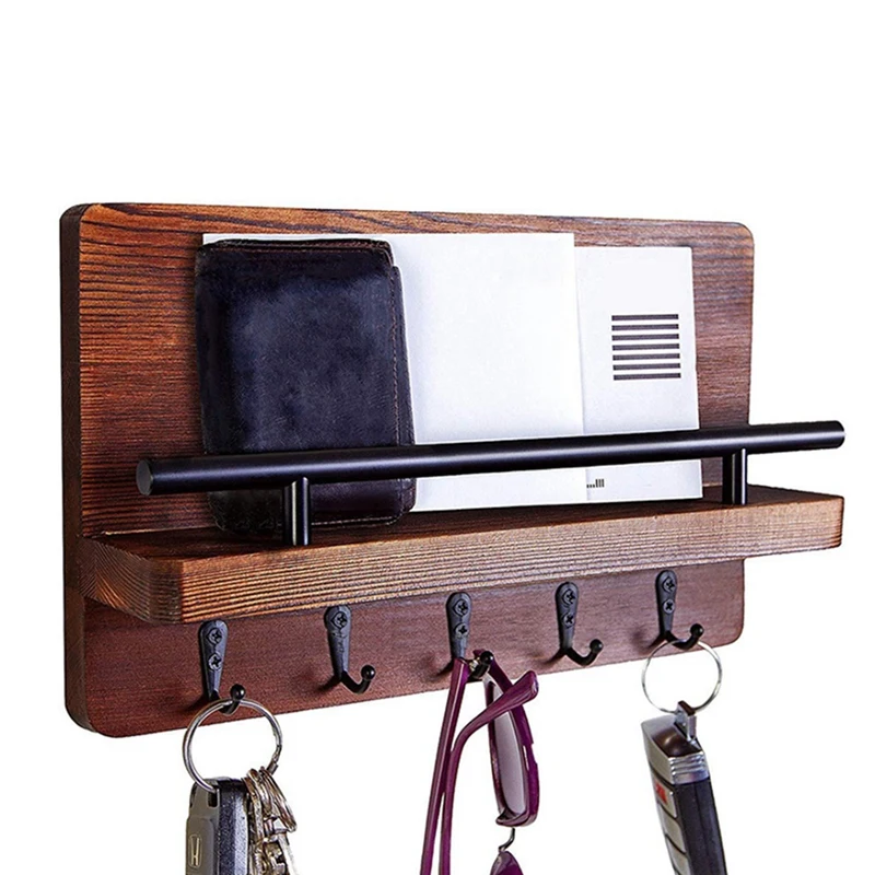 Держатель для ключей из сосны стен с полкой деревянная настенная полка крючками