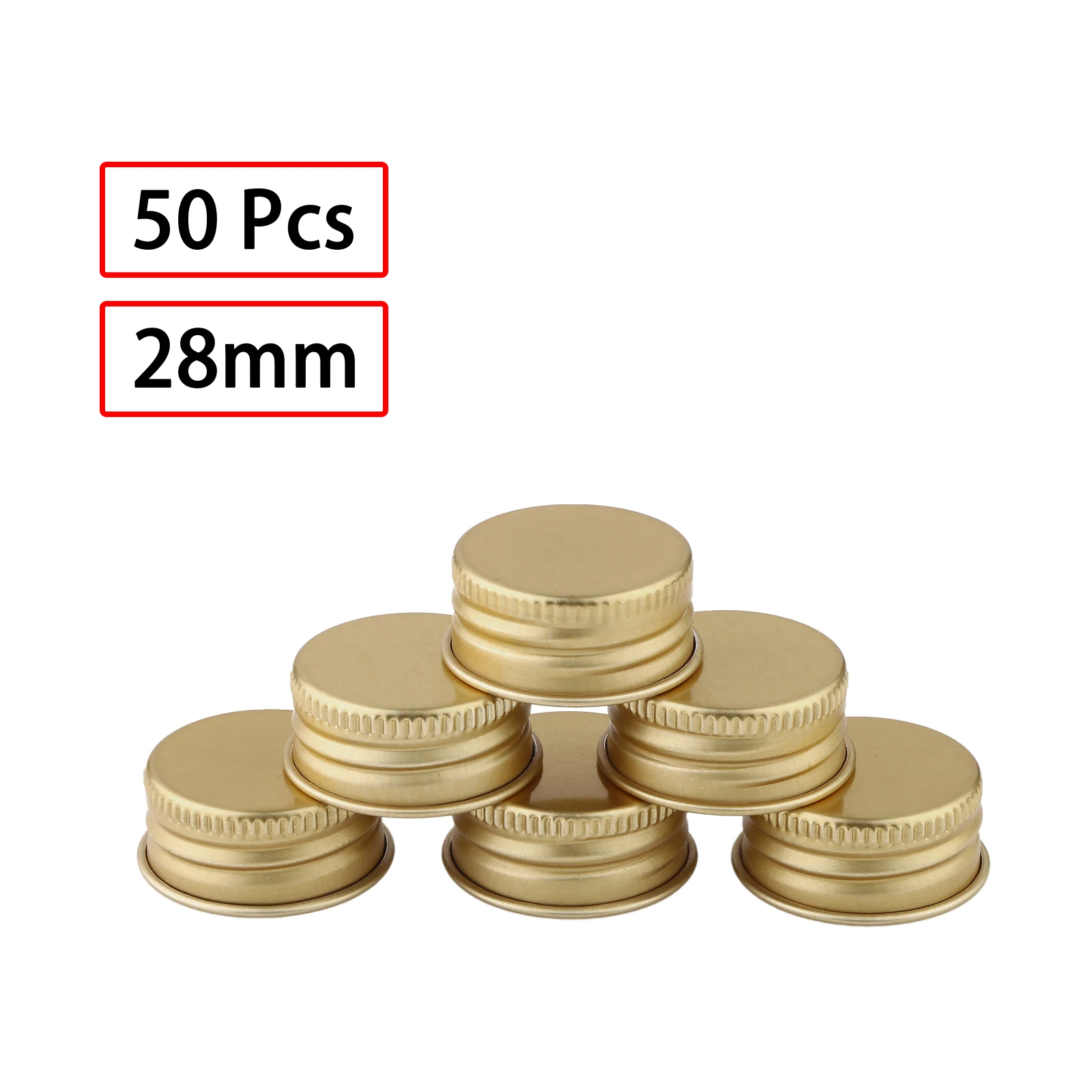 

24/28mm Aluminium Threaded Caps Lids 50pcs Fresh-keeping Replacements for Glass Cosmetic Bottles Containers Kitchen Accessories