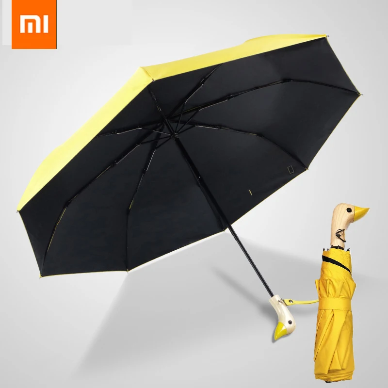 

Зонт от солнца Xiaomi женский полуавтоматический, с изображением головы утки, деревянная ручка, складной, ветрозащитный, черное покрытие, защи...