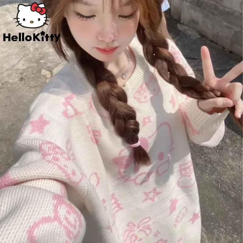 Женский свитер в Стиле Лолита зимний трикотажный топ Корейском стиле милый аниме