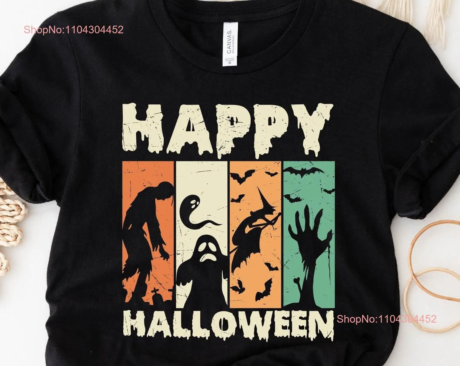 Happy Halloween T Shirt Spooky Funny Retro long or short sleeves