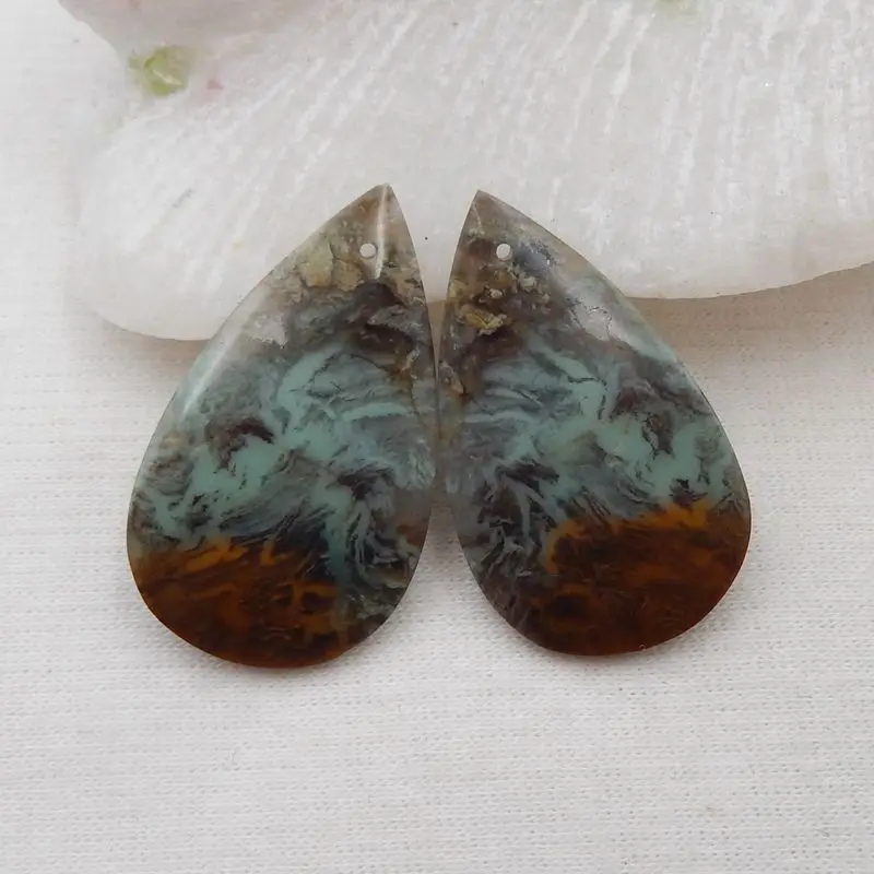 

Natural Stone Green Opal Water Droplet Gemstone Fashion Earring Bead 32x18x4mm 7g Semiprecious Jewelry Accessories