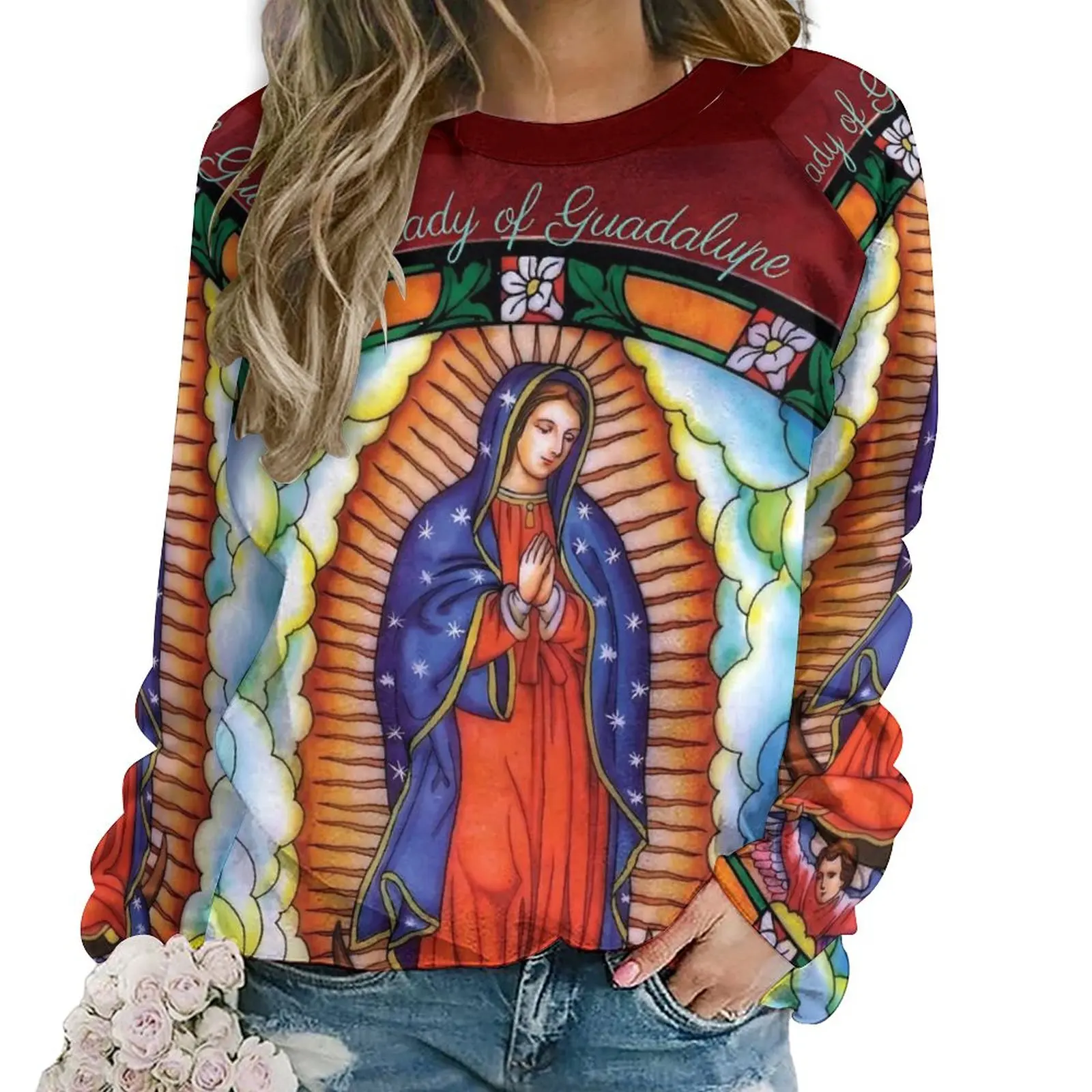 

Худи наш леди Гуадалупе, Женская Дева Мария, уличный стиль, Повседневная Толстовка с длинным рукавом, большой размер Y2k индивидуальные толстовки