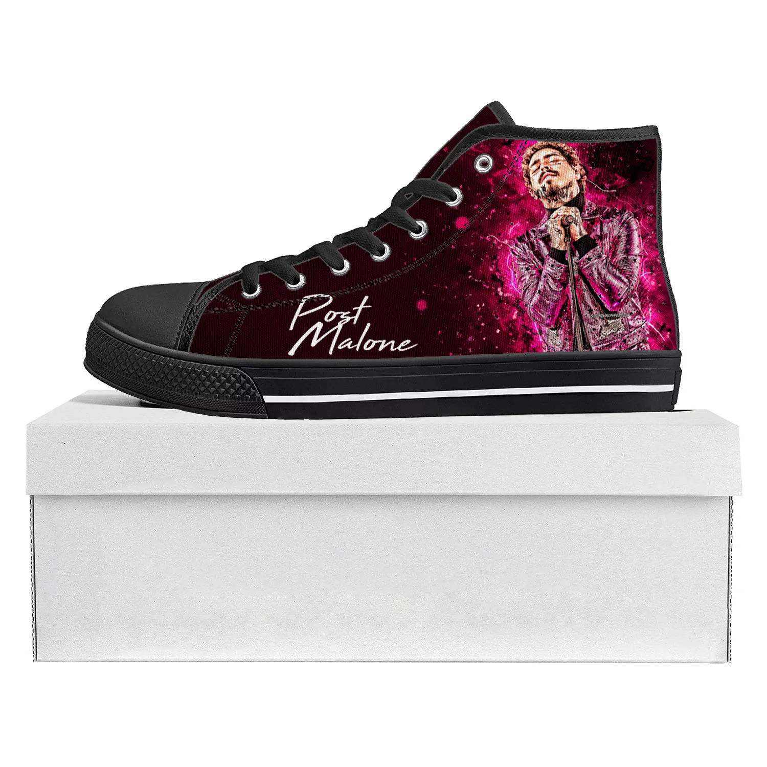 

Post Malone Hot Singer High Top High Quality Sneakers Mens Womens Teenager Canvas Sneaker Casual Couple Shoes Custom Shoe Black
