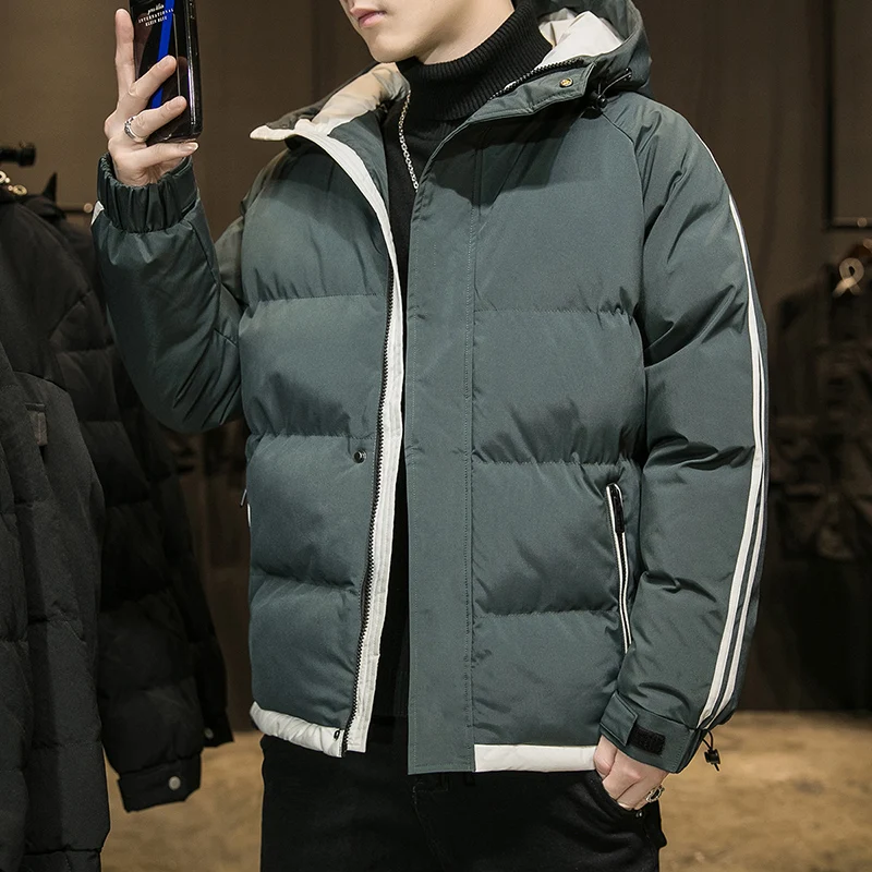 2022 New Winter Korean Style Men Cotton-padded Coat Thick Hooded Jacket Male Couple's High-necked Overcoat Men's Clothing M-6XL