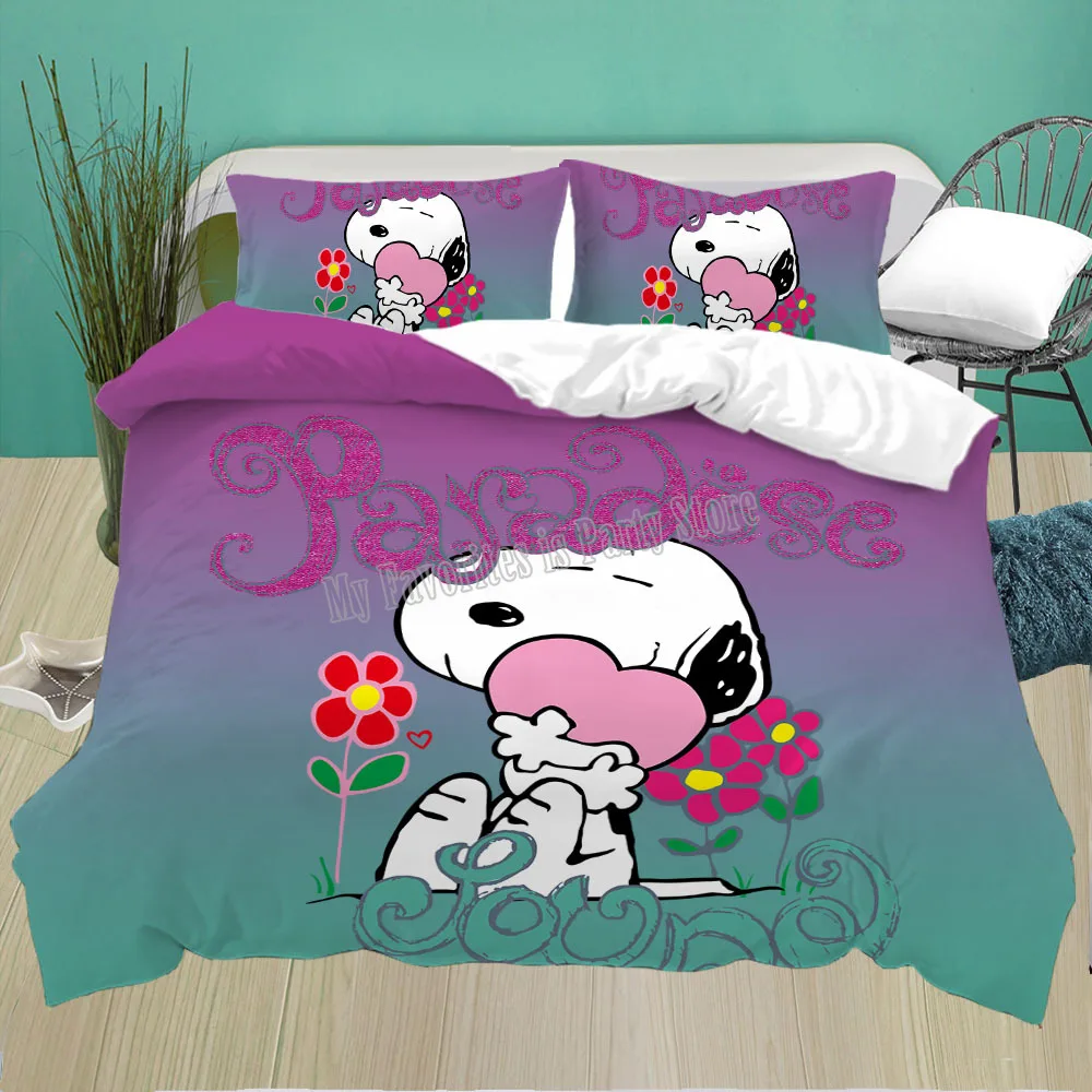 Комплект постельного белья Snoopy аниме постельное белье с арахисом милая