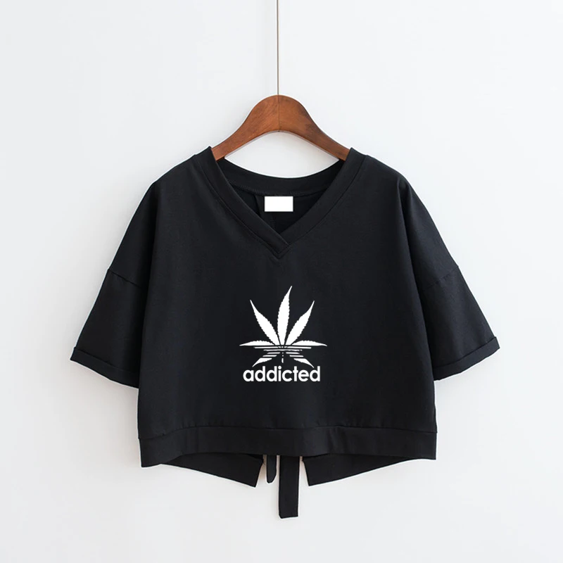 

Women Sexy Crop Tops Short Sleeve Cropped Shirts Summer Fashion Print T Shirt V-neck Harajuku Hip Hop Female Shirts Streetwear
